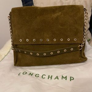 Longchamp suede “Paris Rocks” bag. NWOT, never worn, perfect condition.